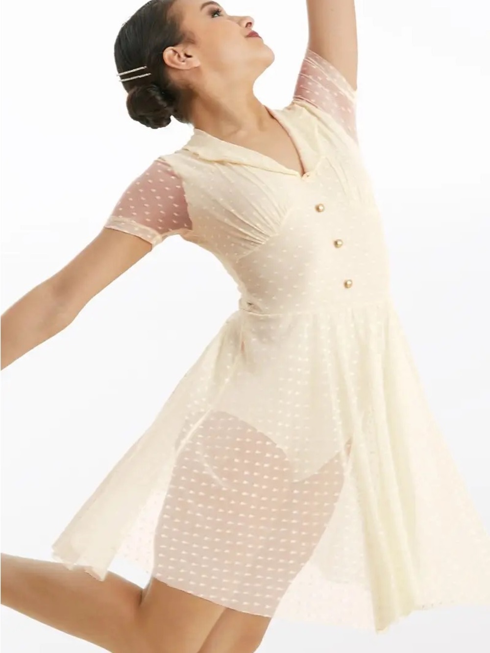 Weissman Style 11224 Blush Swiss Dot Lyrical Dance Costume Adult Small